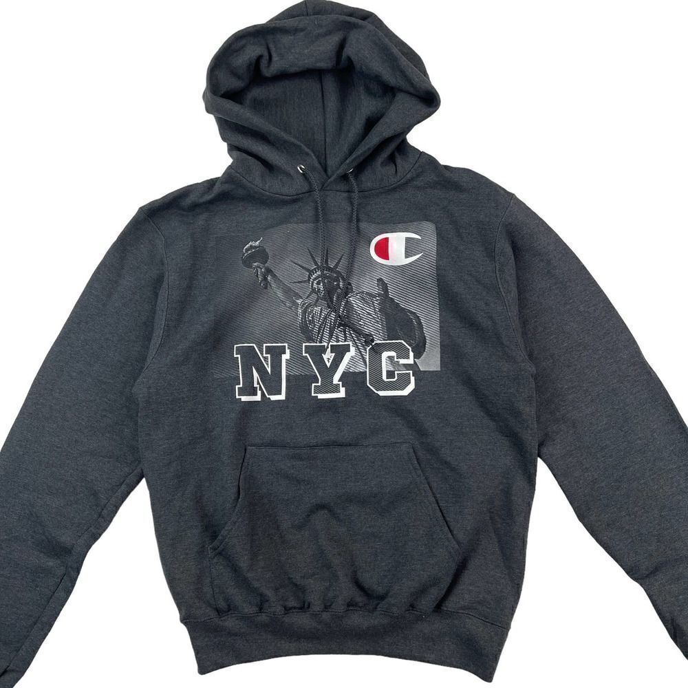 New Champion NYC Women Gray Hoodie Long Sleeve Fleece Pullover Sweater  US S